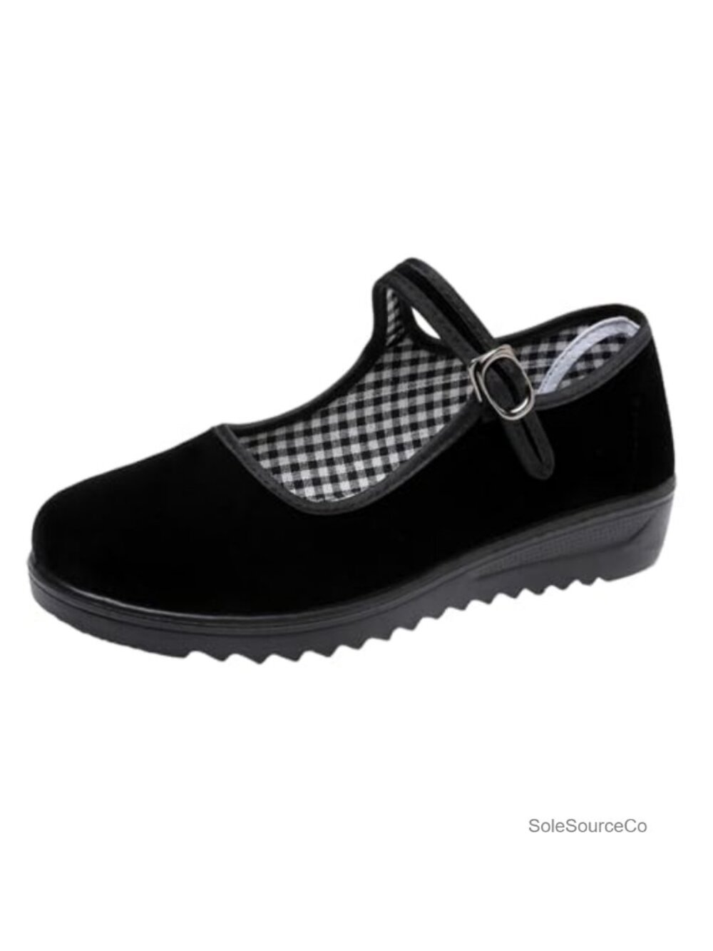 Black Velvet Mary Jane Flats Women's Dressy Slip-On Shoes